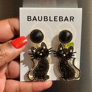 NWT BAUBLEBAR "Black Cat" Dangle/Stud Earrings | Halloween | Spooky Season
